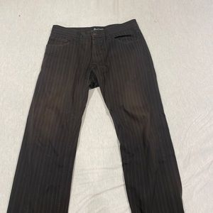 Root three Japanese brand pants black pinstriped slacks